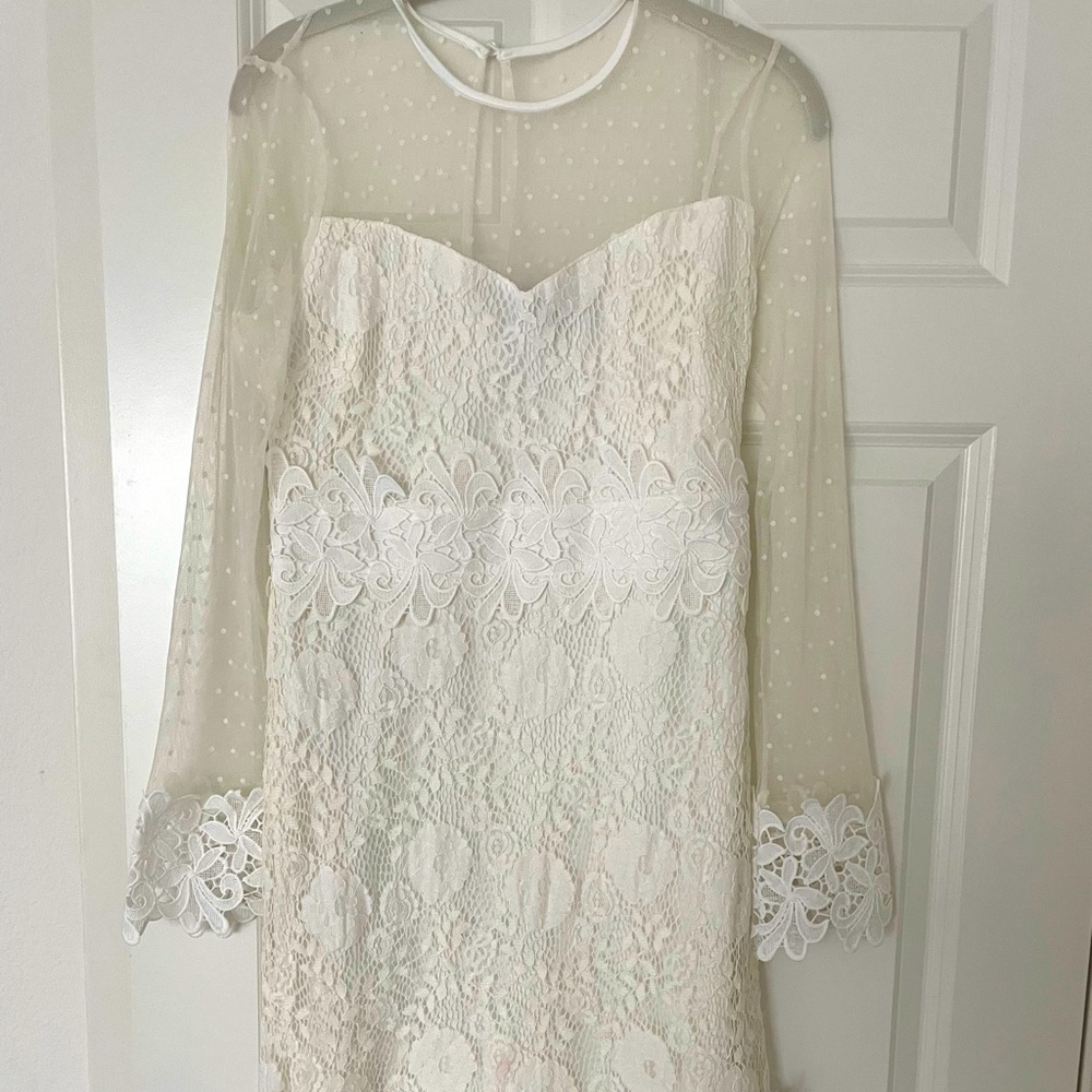 White Lace Long Sleeve Dress